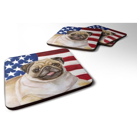 Fawn Pug Patriotic Foam Coaster - Set Of 4